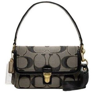 {Coach} Black & Gray Canvas Poppy Crossbody Bag